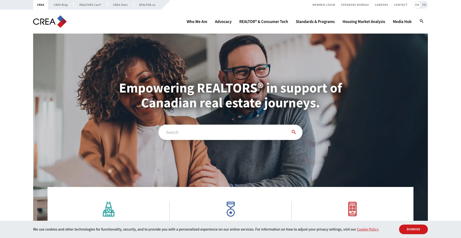 Screenshot of crea.ca homepage