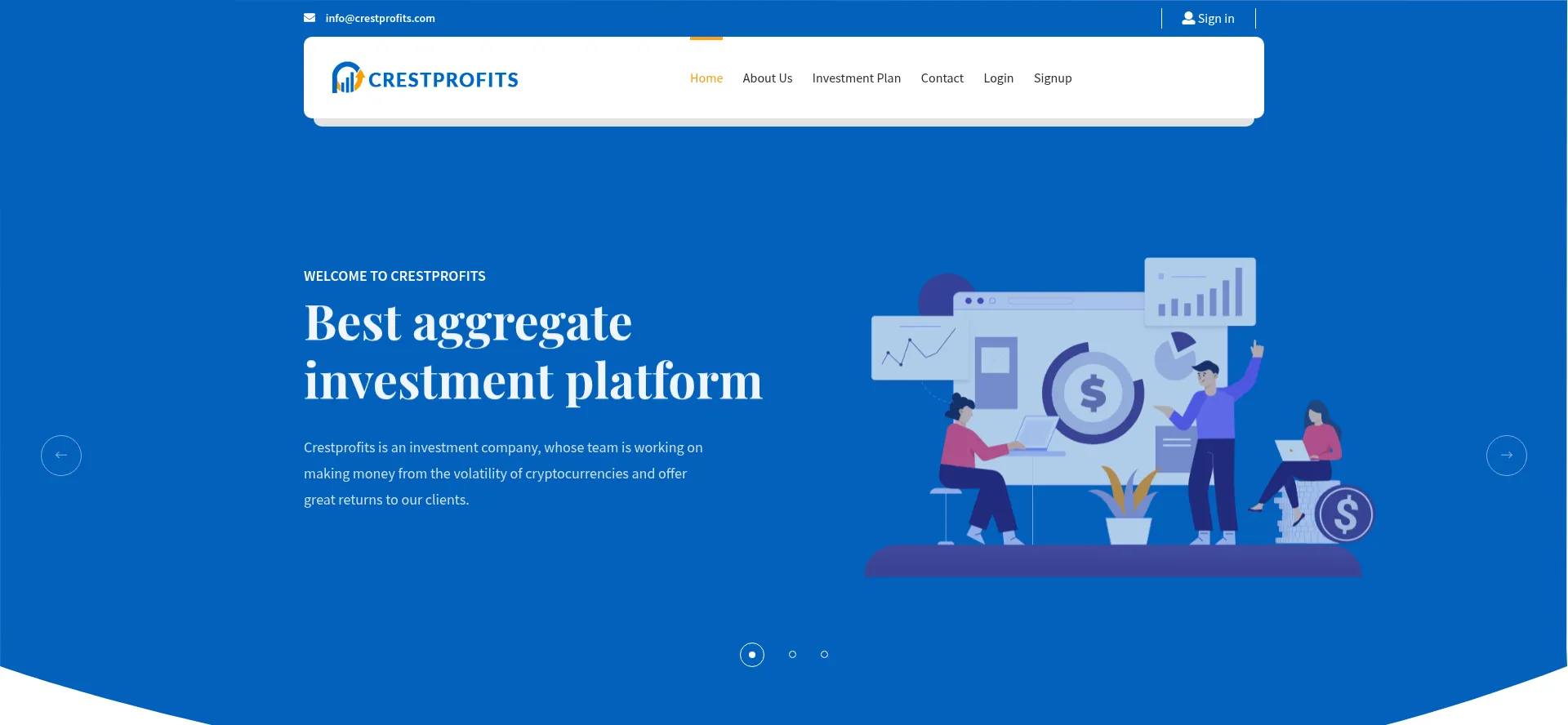 Screenshot of crestprofits.com homepage