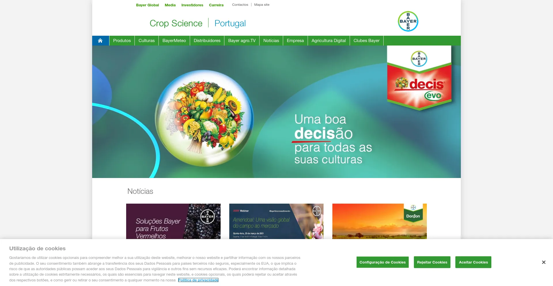 Screenshot of cropscience.bayer.pt homepage