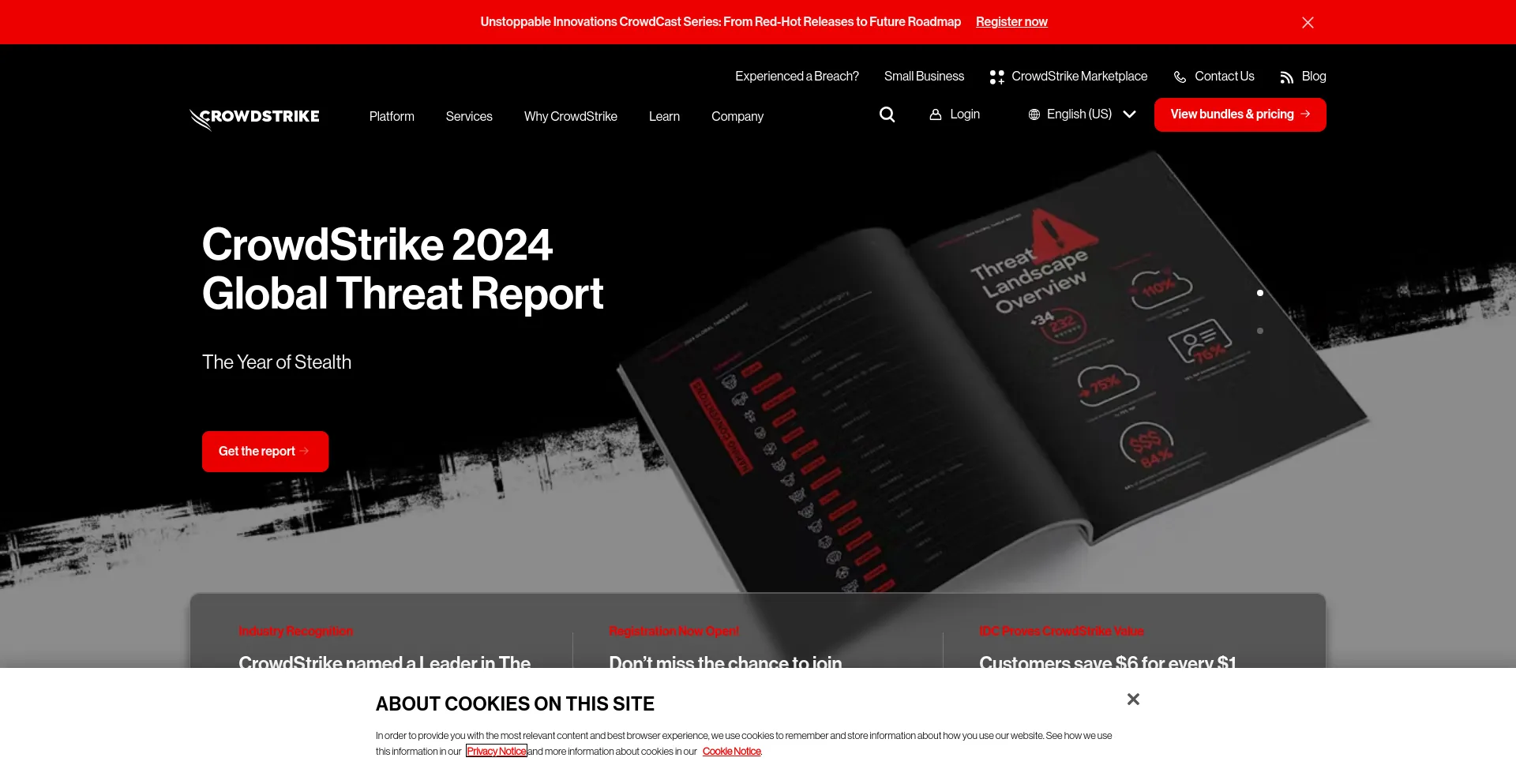 Screenshot of crowdstrike.com homepage