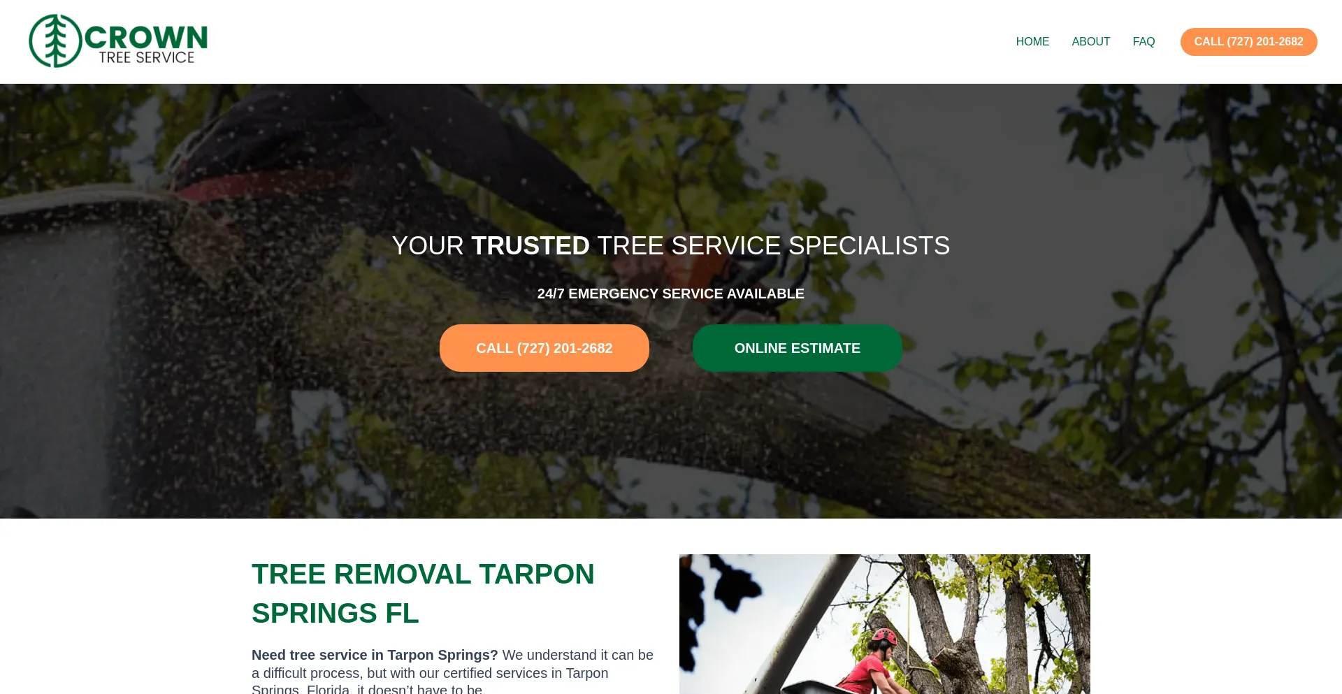 Screenshot of crowntreeremoval.com homepage