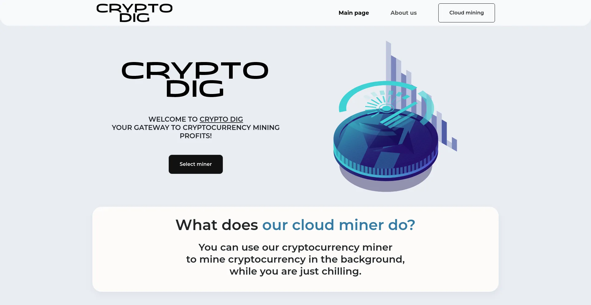 Screenshot of cryptodig.cc homepage