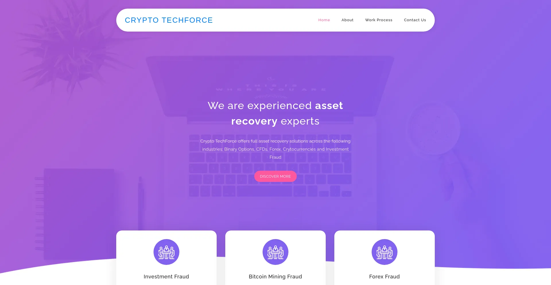 Screenshot of cryptotechforce.com homepage