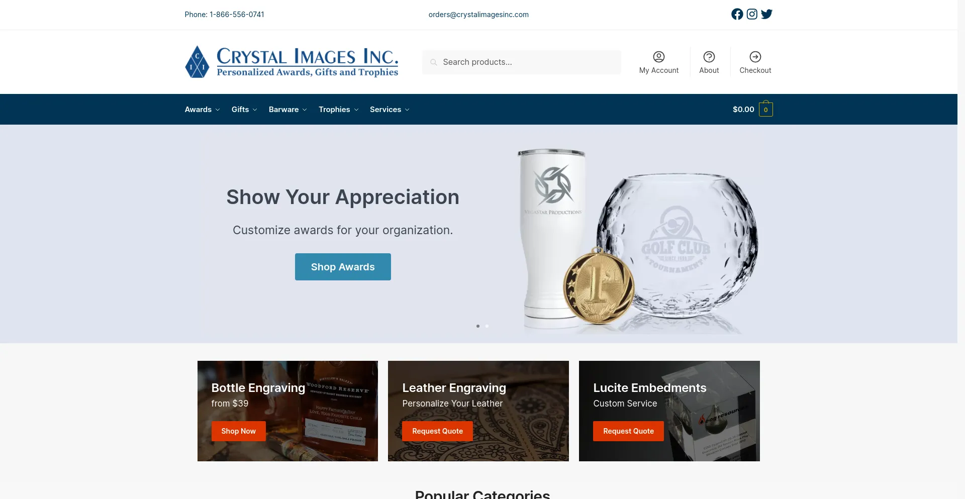 Screenshot of crystalimagesinc.com homepage