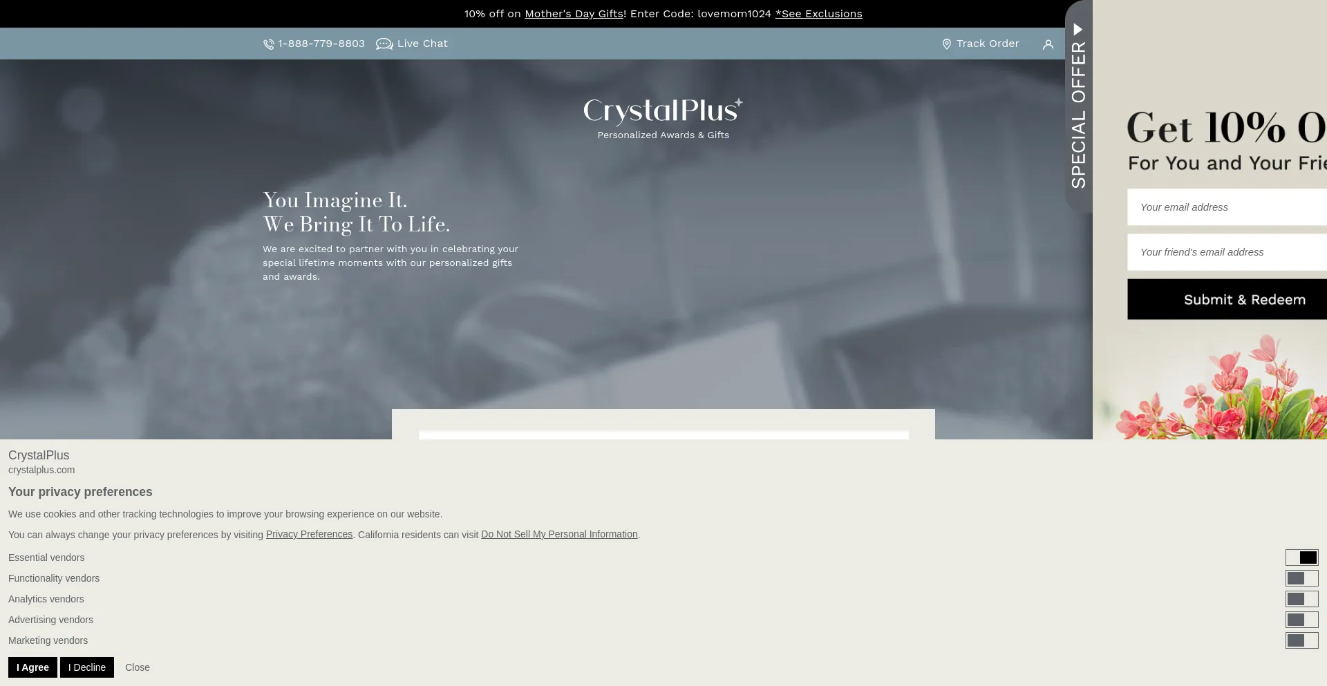 Screenshot of crystalplus.com homepage