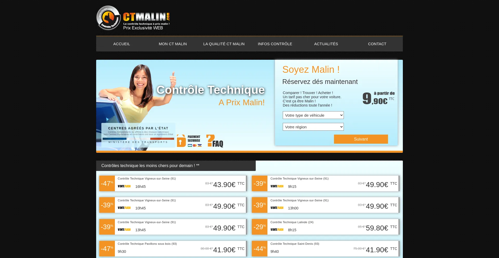 Screenshot of ct-malin.com homepage