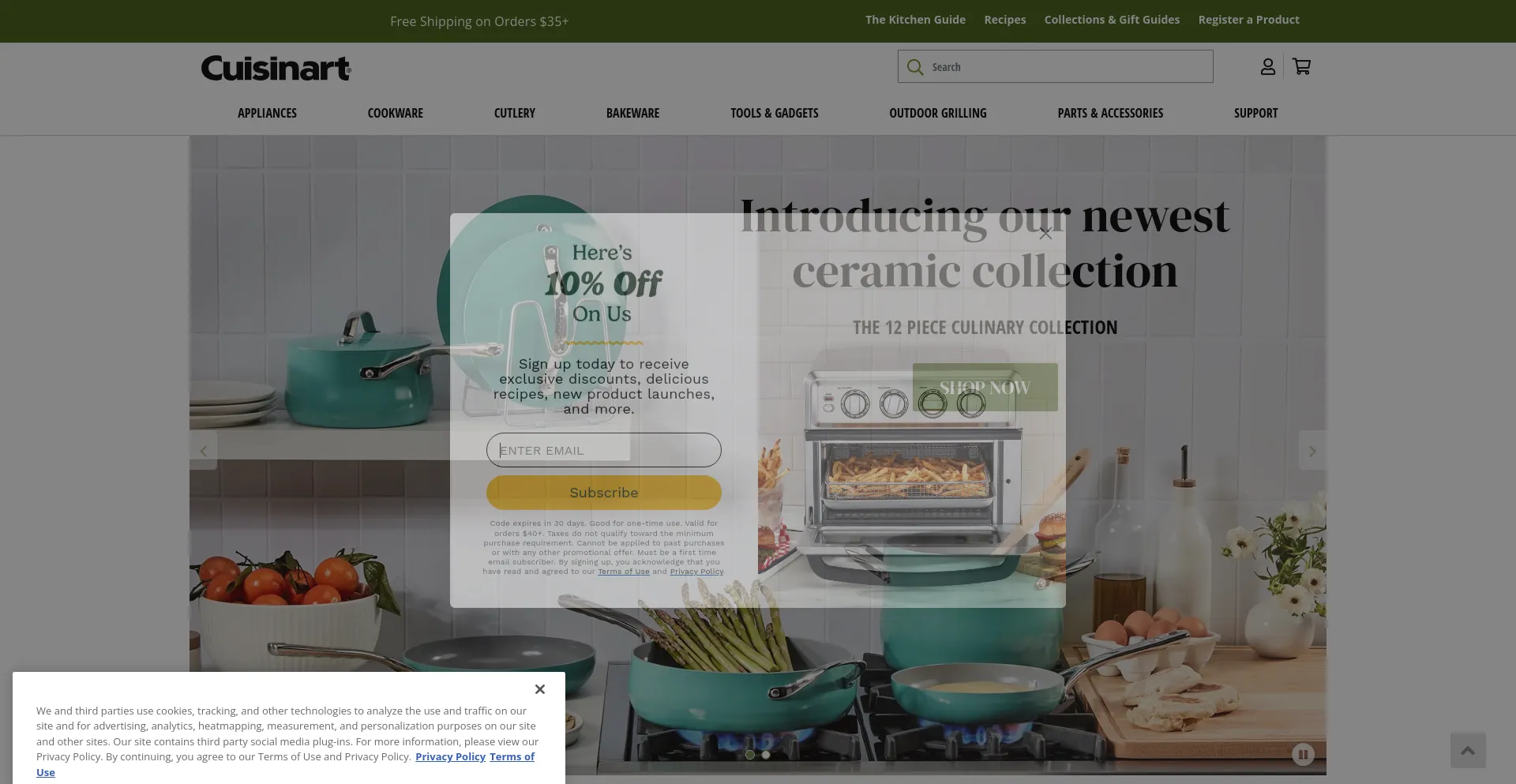 Screenshot of cuisinartwebstore.com homepage