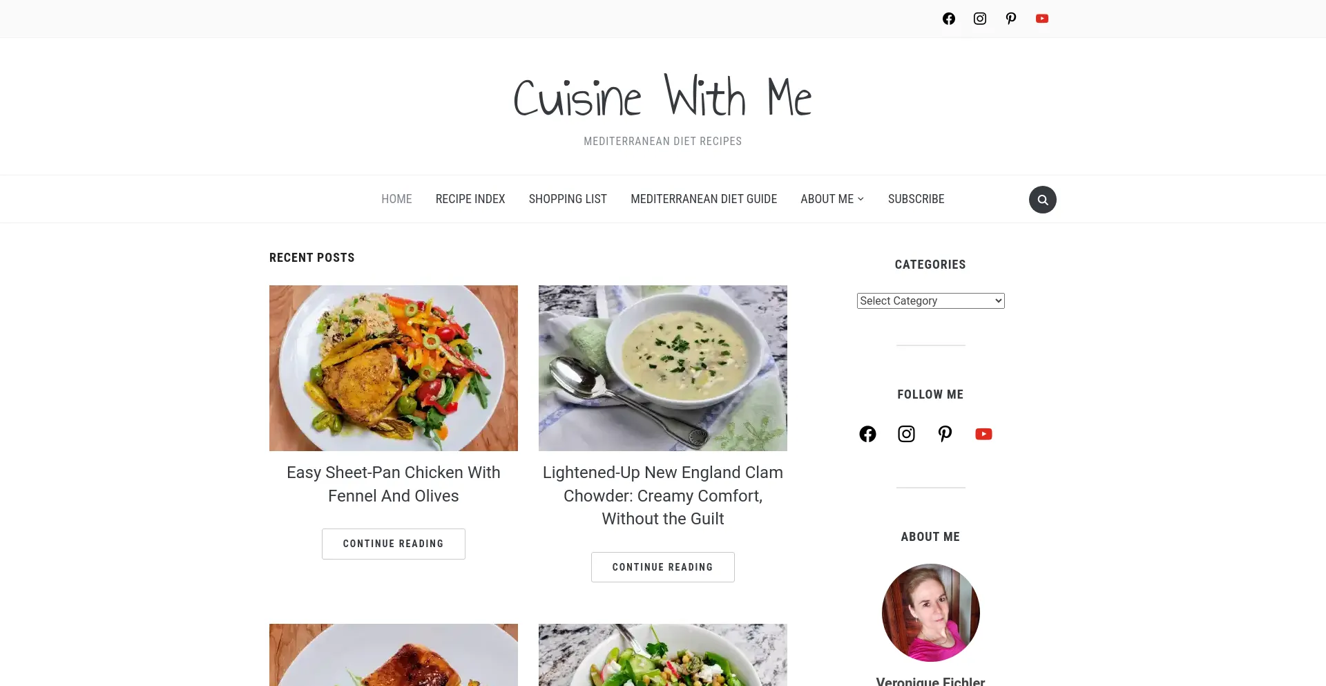 Screenshot of cuisinewithme.com homepage