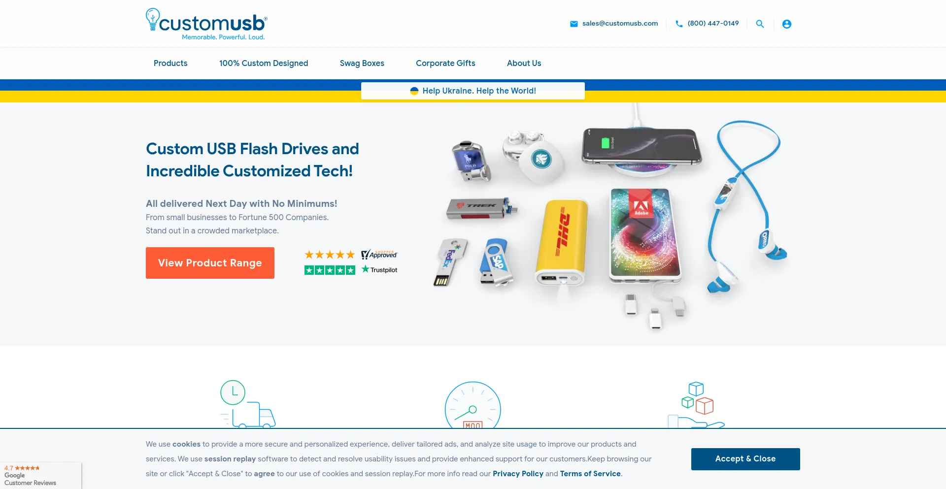 Screenshot of customusb.com homepage