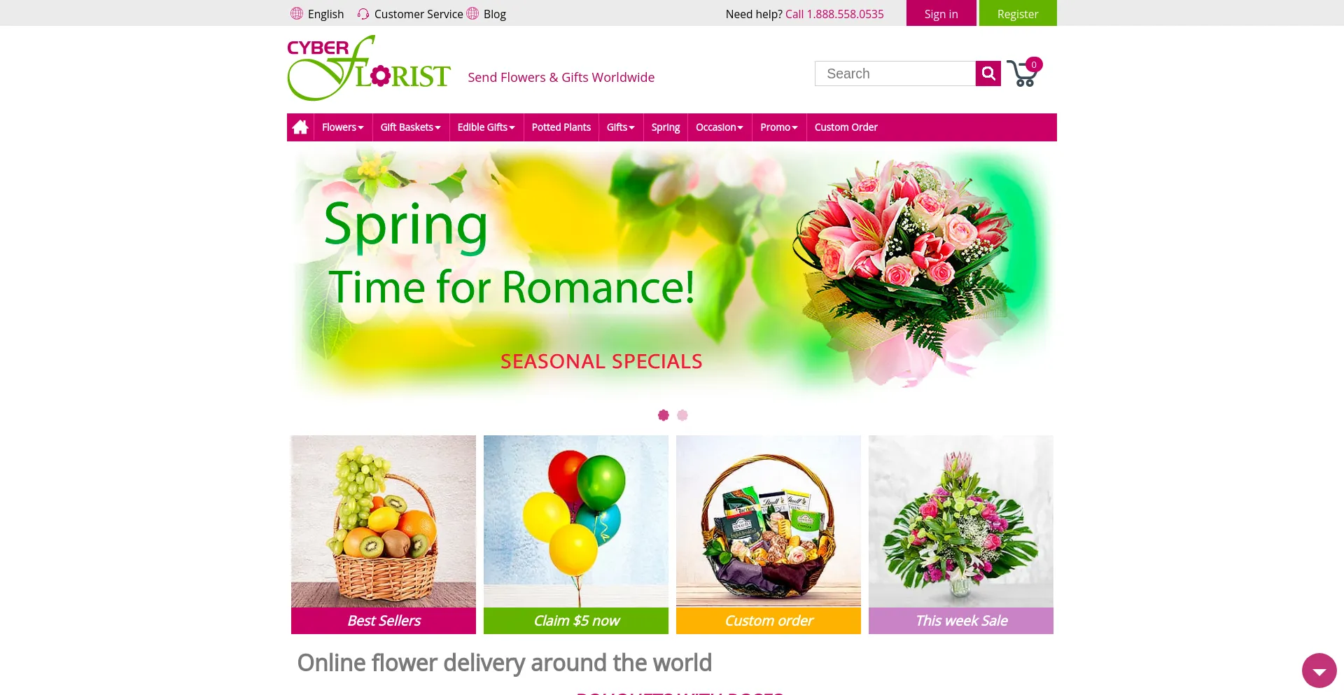 Screenshot of cyber-florist.com homepage