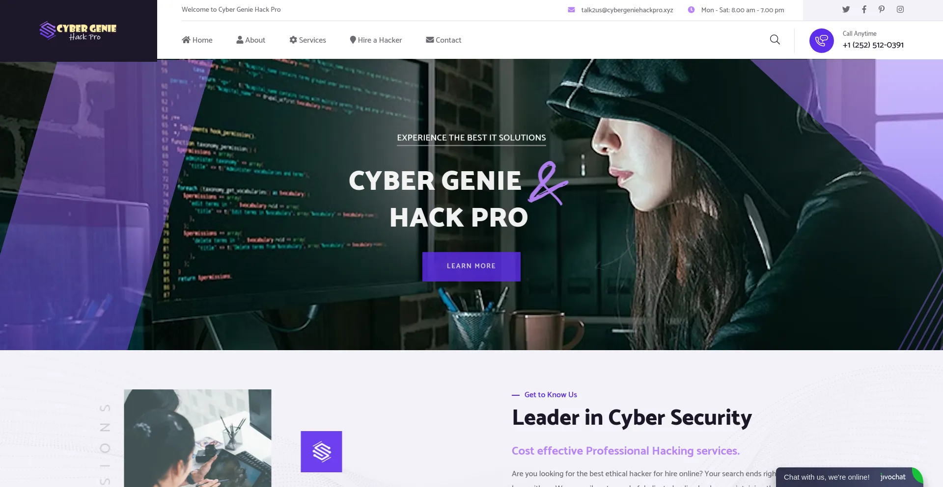 Screenshot of cybergeniehackpro.xyz homepage