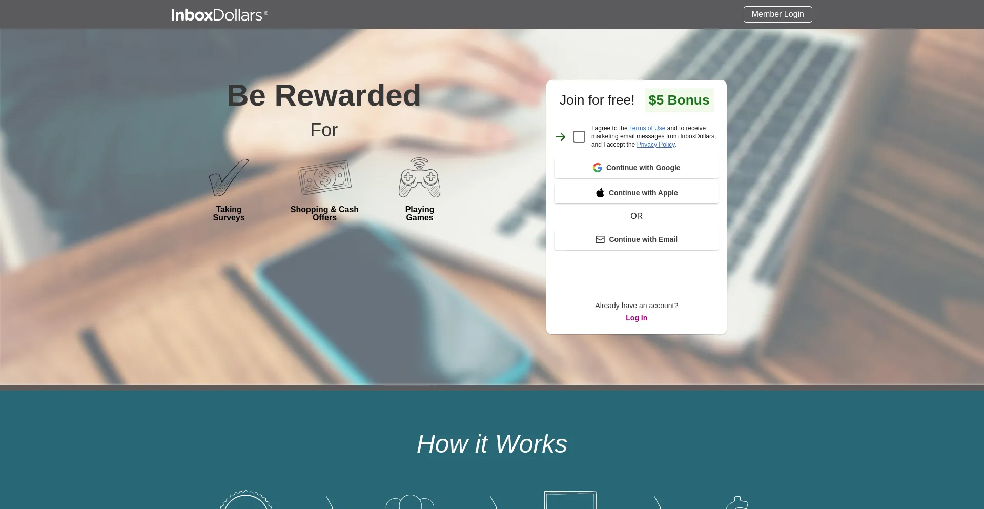 Screenshot of dailyrewards.com homepage