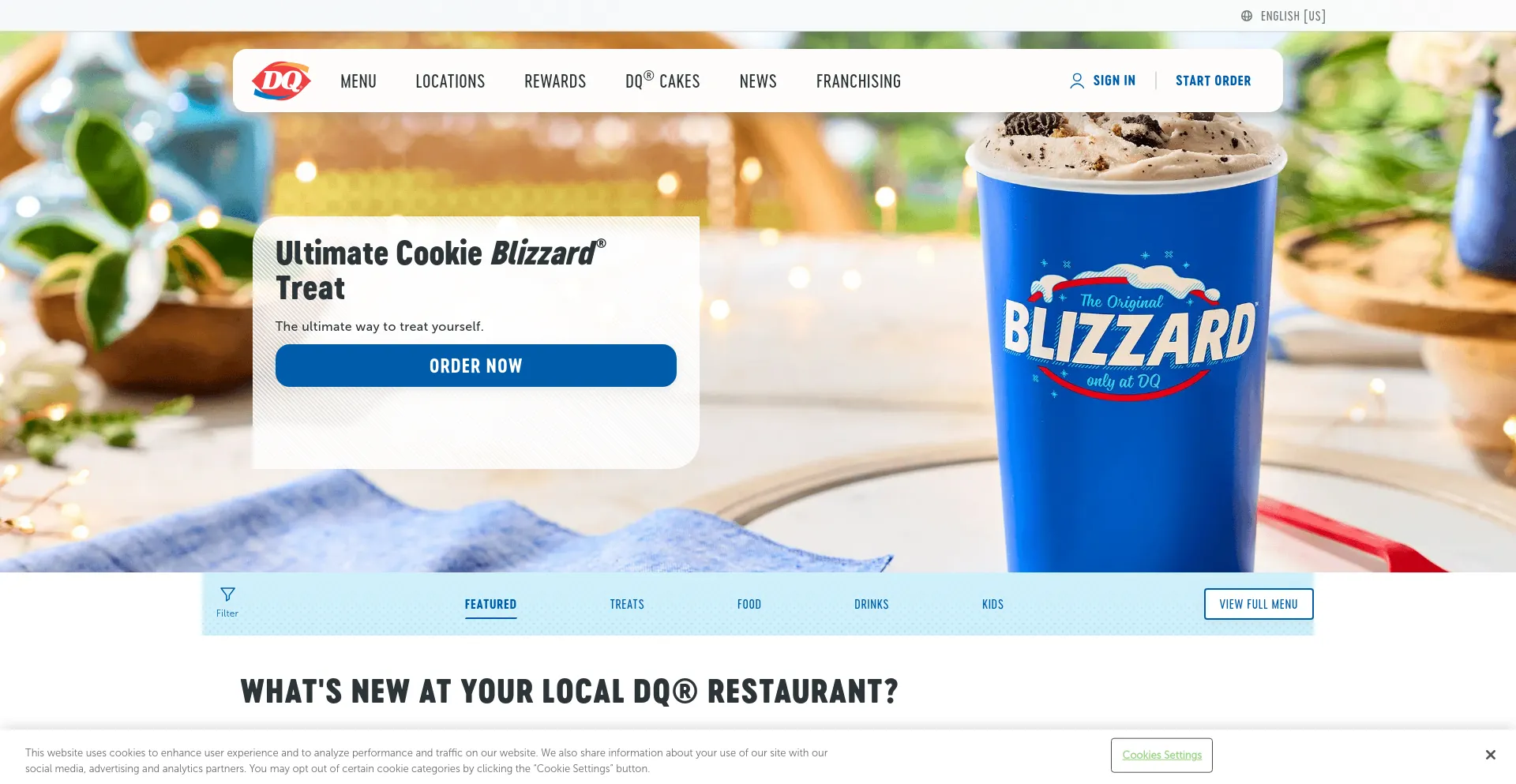 Screenshot of dairyqueen.com homepage