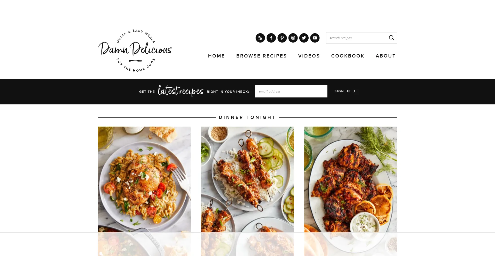 Screenshot of damndelicious.net homepage