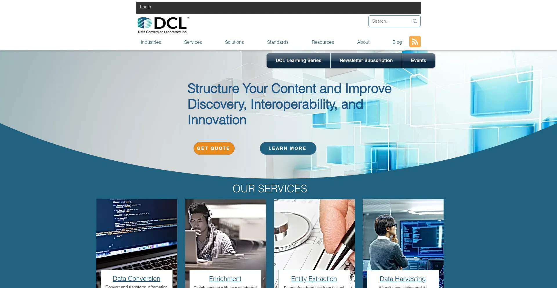 Screenshot of dataconversionlaboratory.com homepage