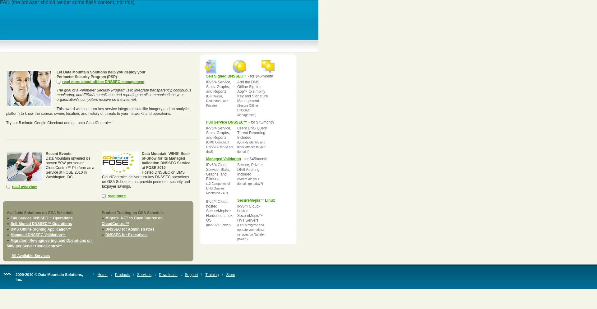 Screenshot of datamtn.com homepage