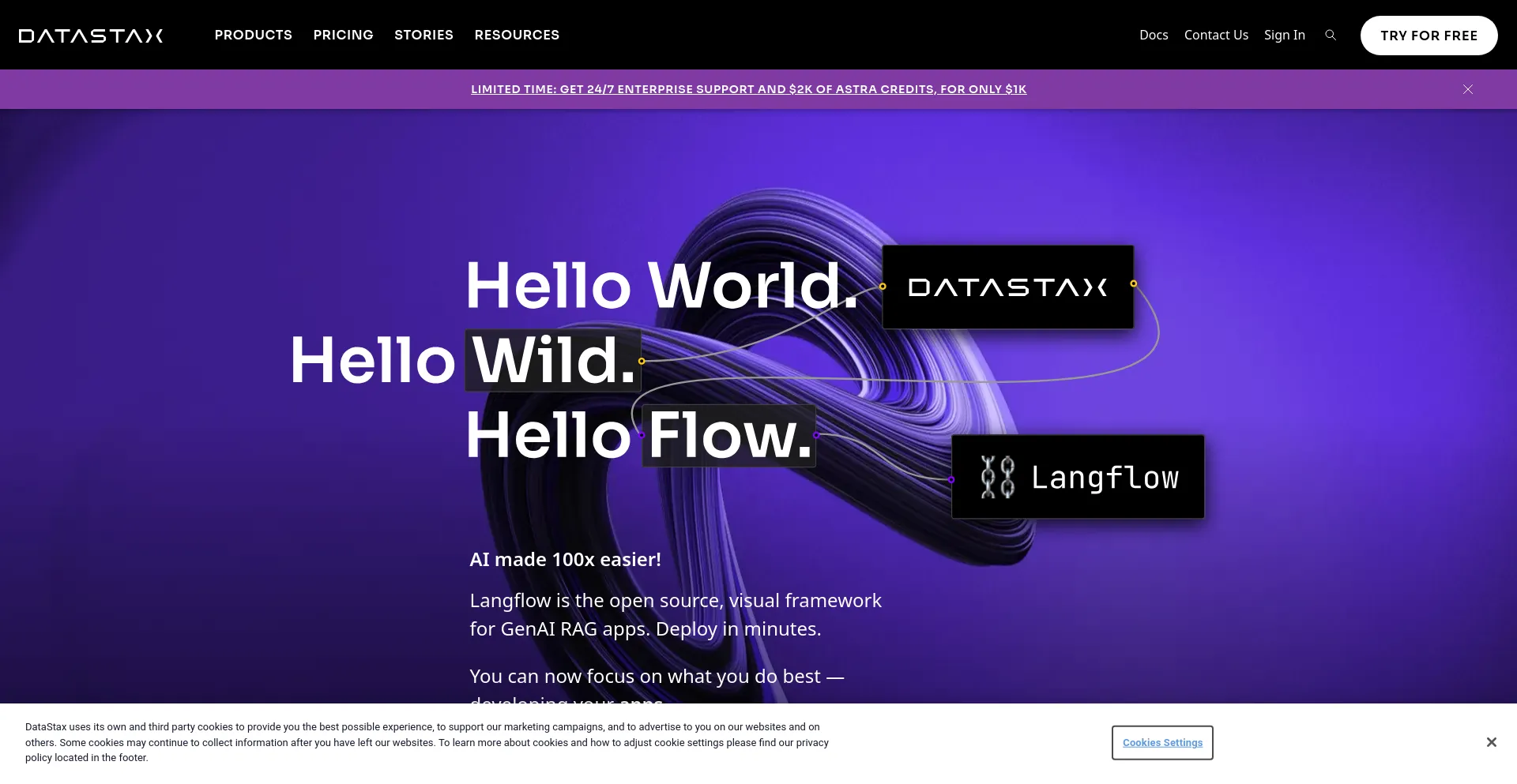 Screenshot of datastax.com homepage