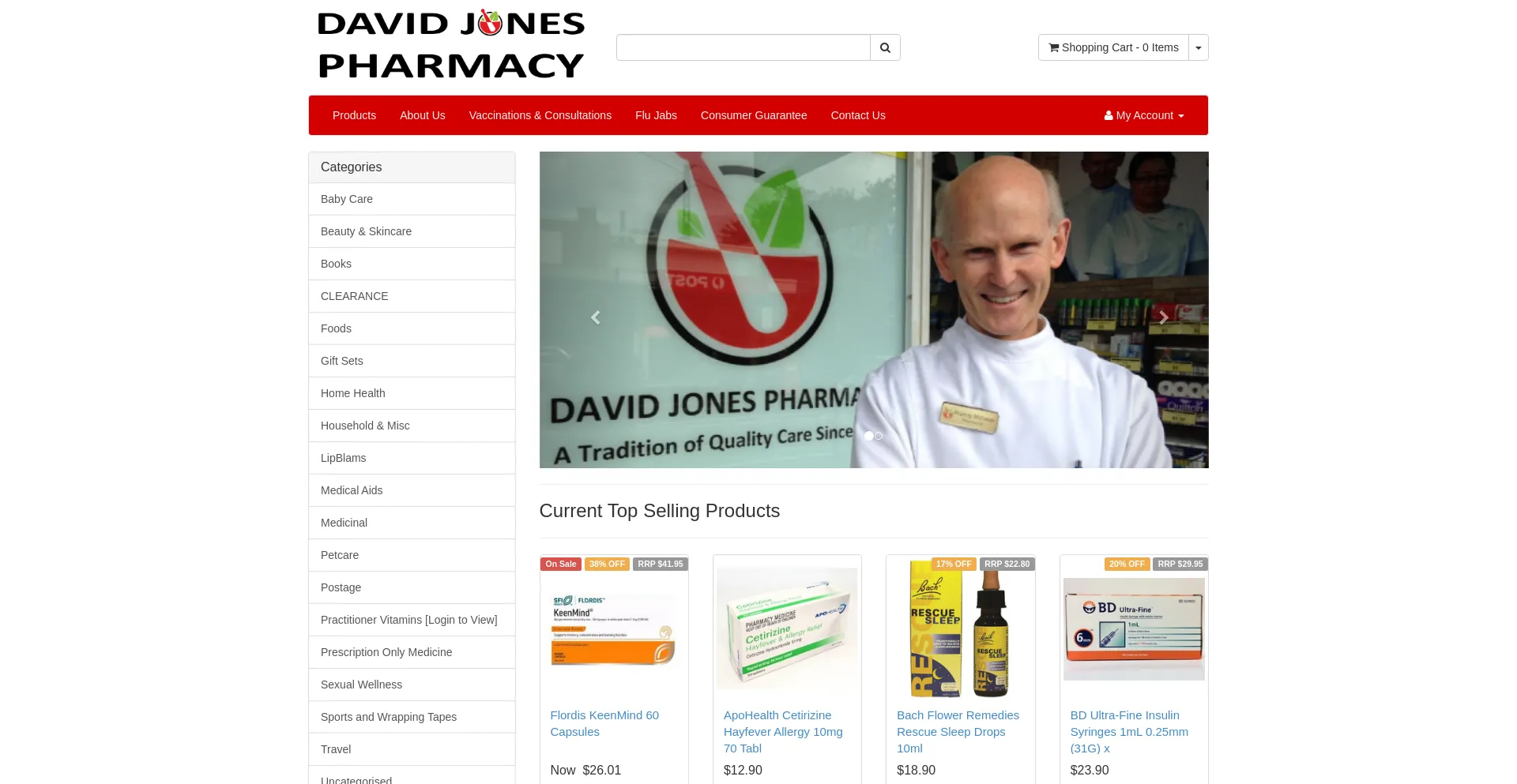 Screenshot of davidjonespharmacy.com.au homepage