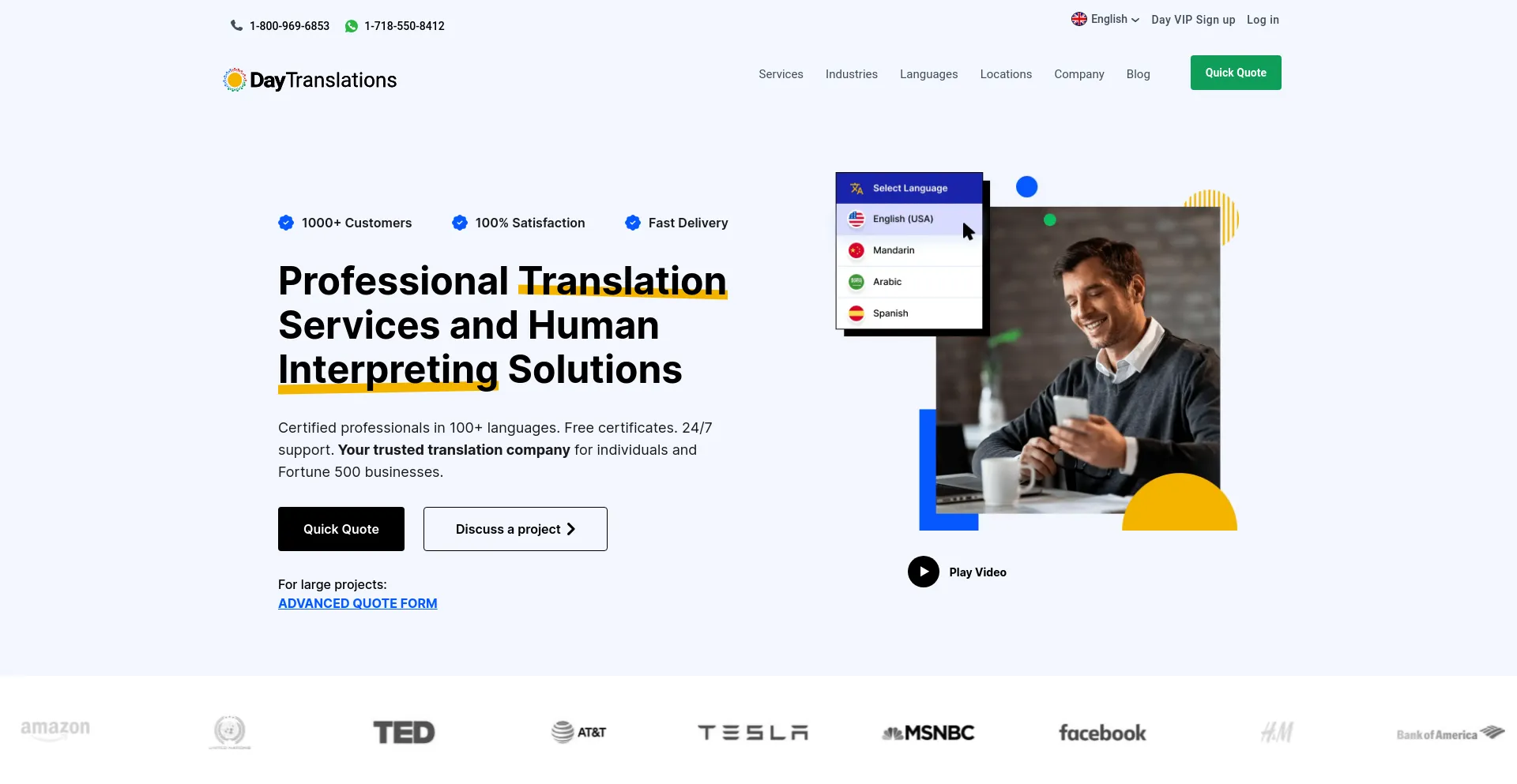 Screenshot of daytranslations.com homepage