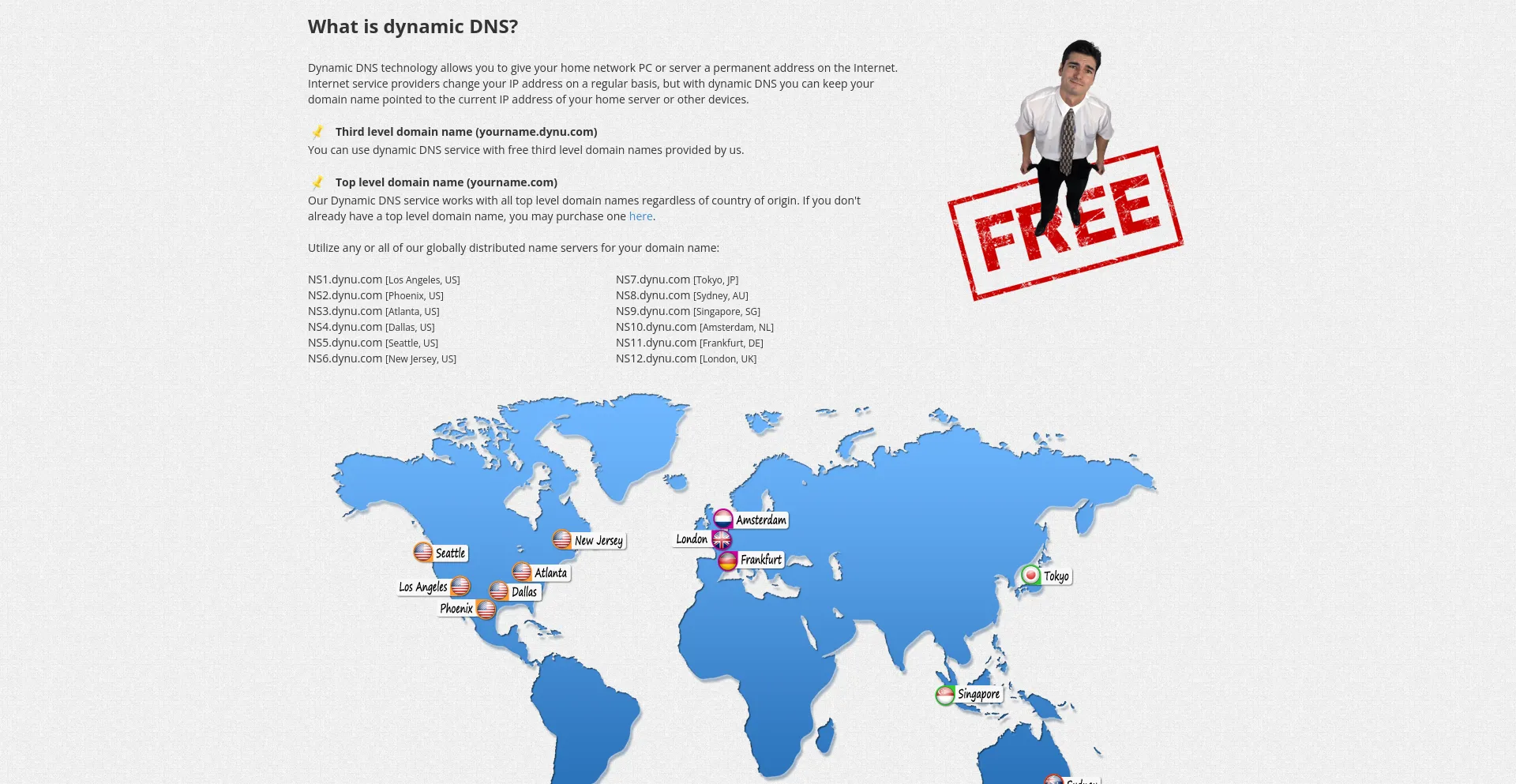 Screenshot of ddnsfree.com homepage