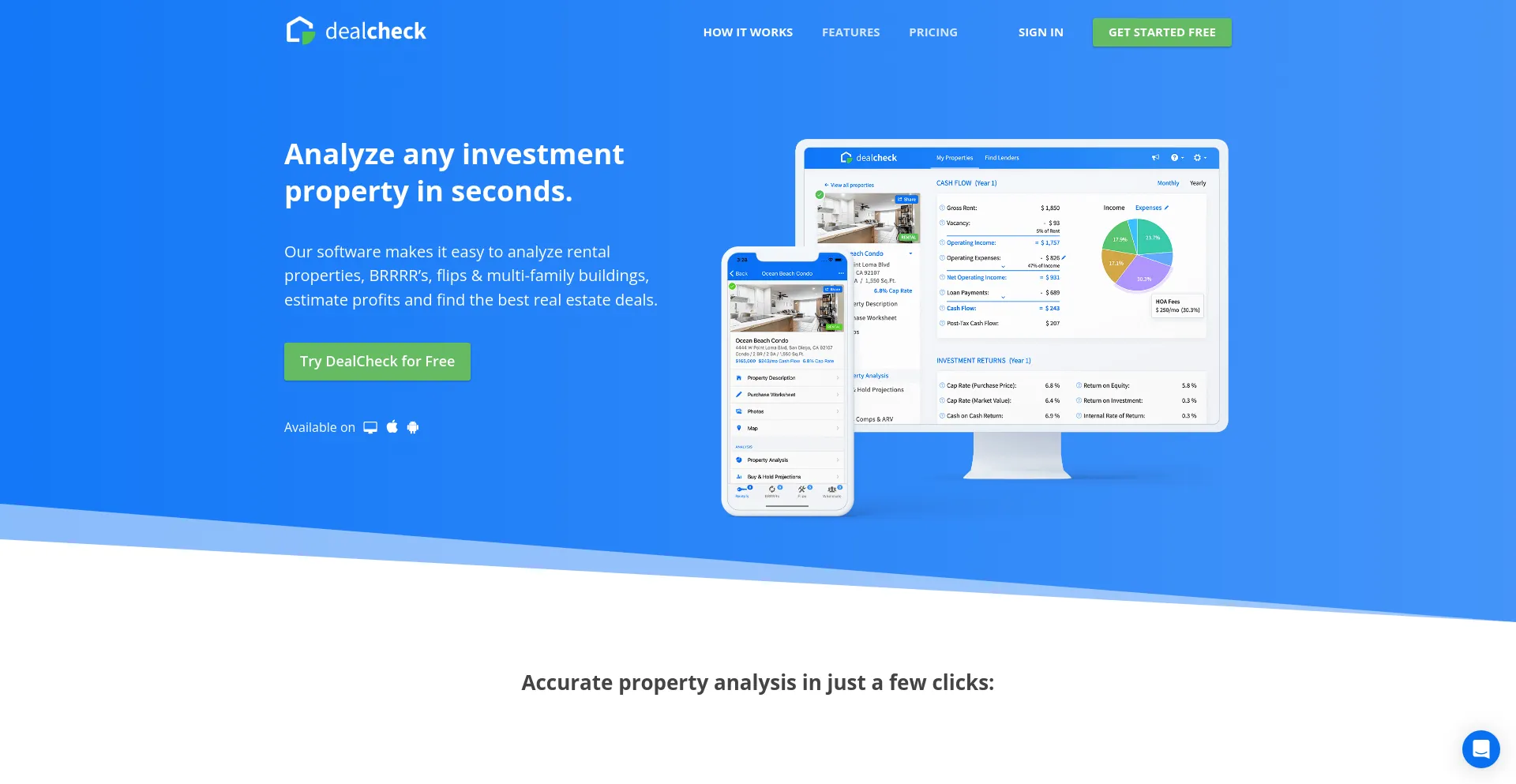 Screenshot of dealcheck.io homepage