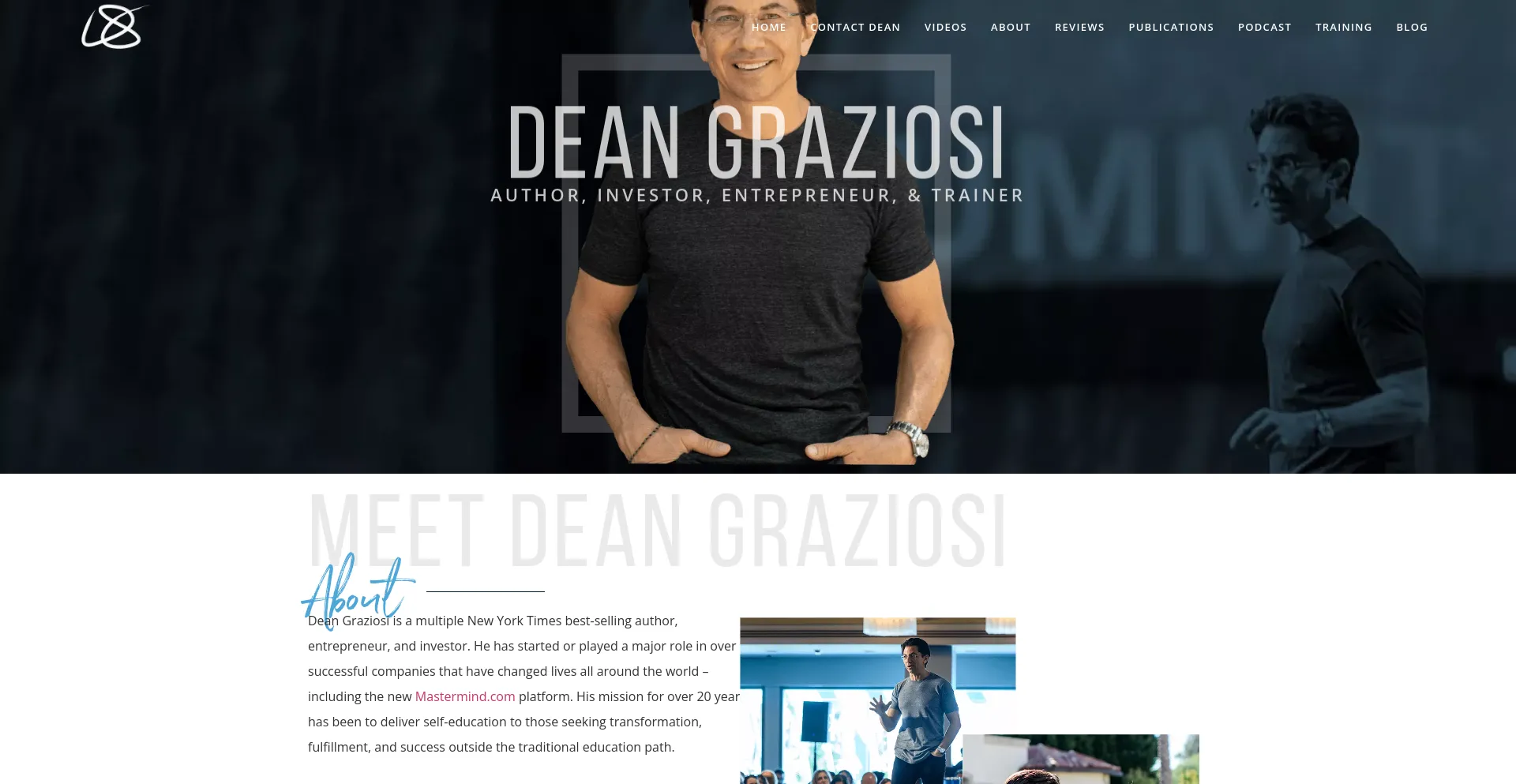 Screenshot of deangraziosi.com homepage