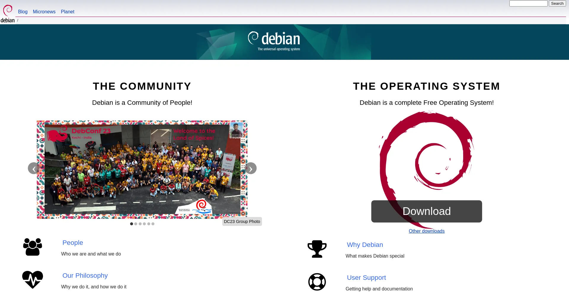 Screenshot of debian.net homepage