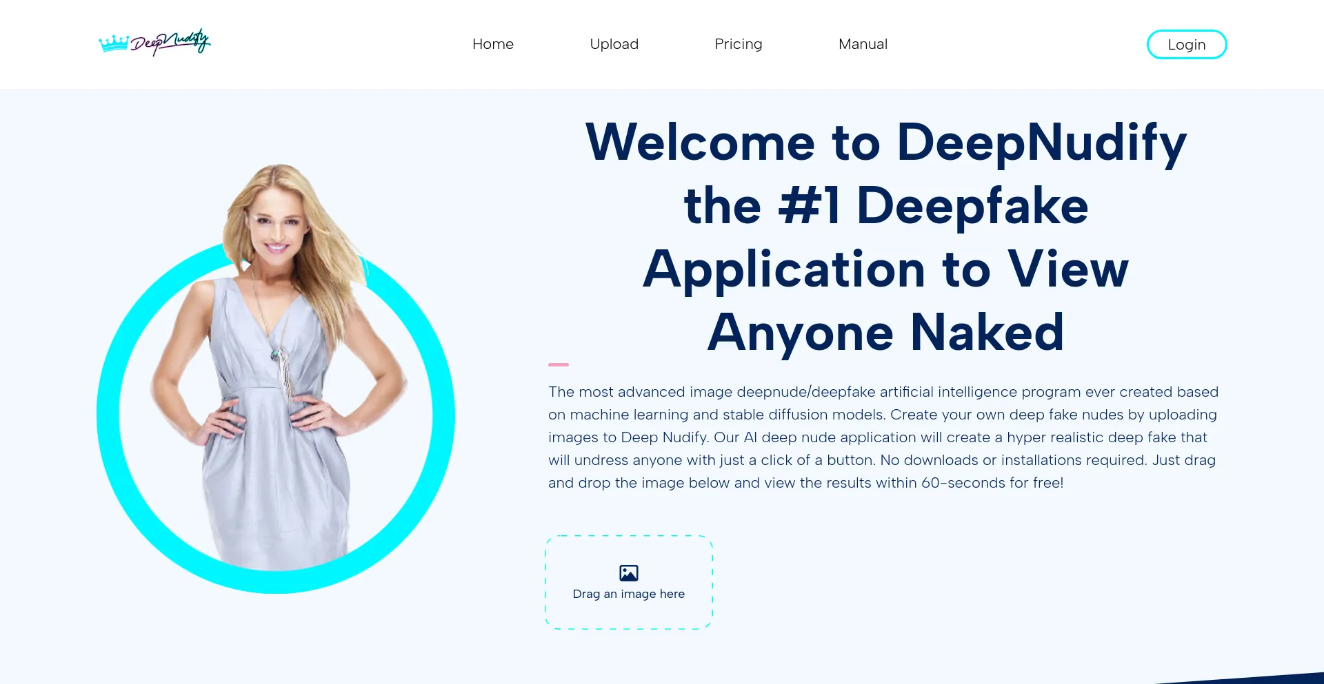 Screenshot of deepnudify.com homepage