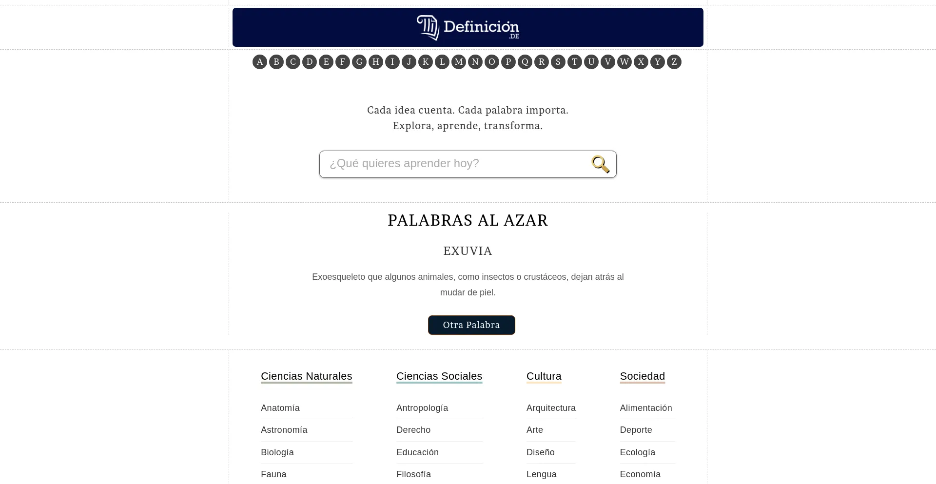 Screenshot of definicion.de homepage