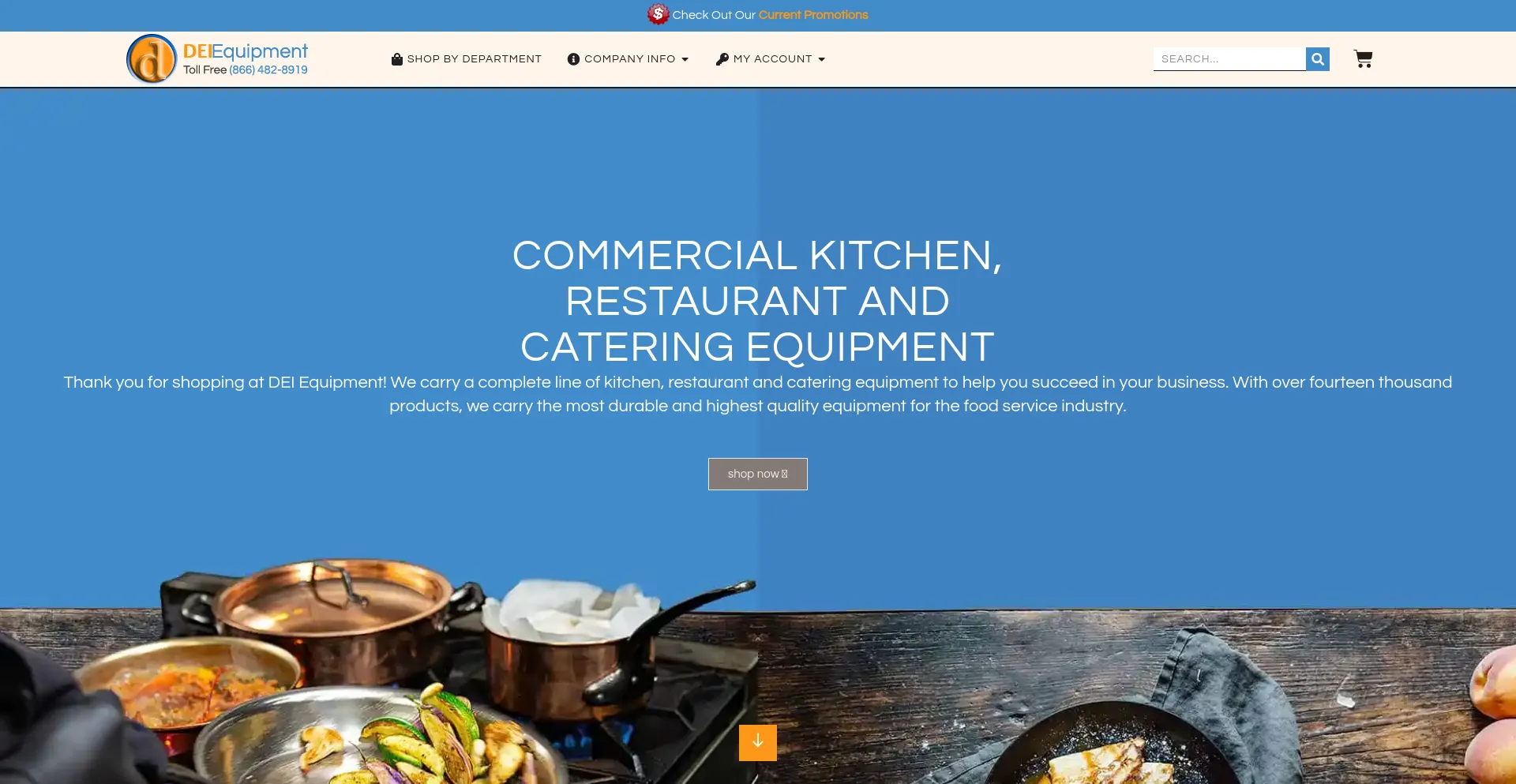 Screenshot of deiequipment.com homepage