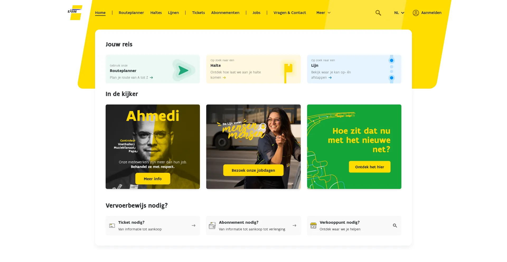 Screenshot of delijn.be homepage