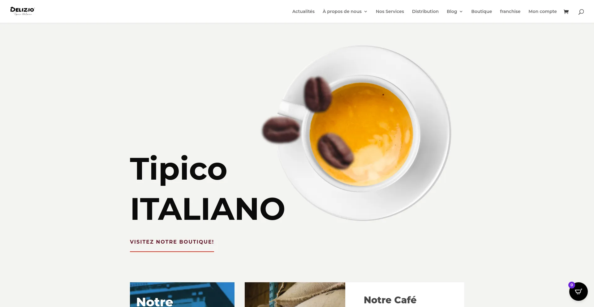 Screenshot of deliziocaffe.com homepage