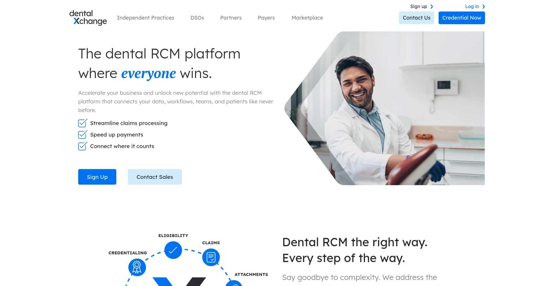 Screenshot of dentalxchange.com homepage