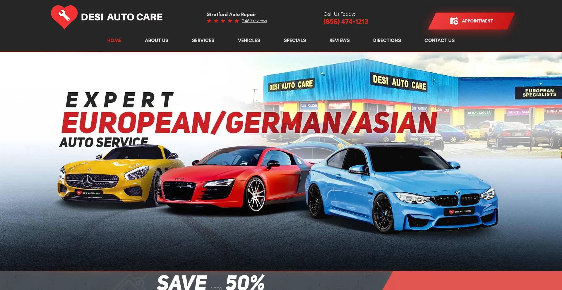 Screenshot of desiautocare.com homepage