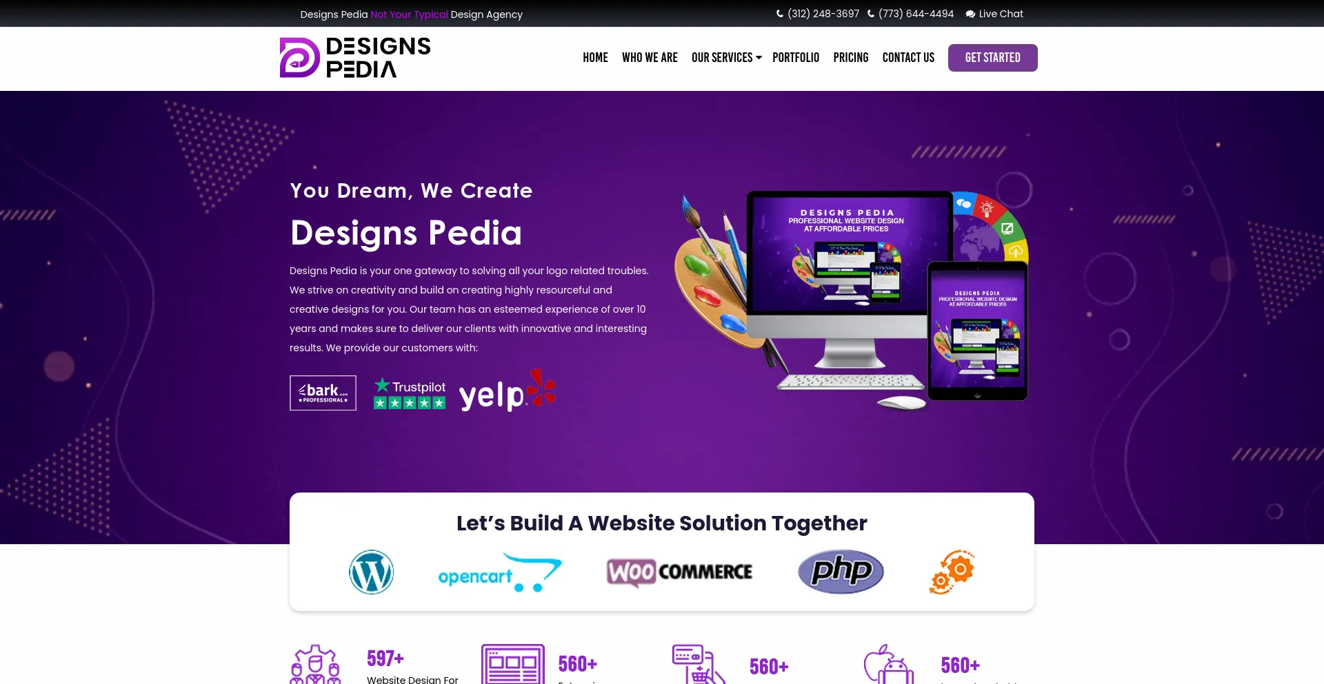 Screenshot of designspedia.com homepage