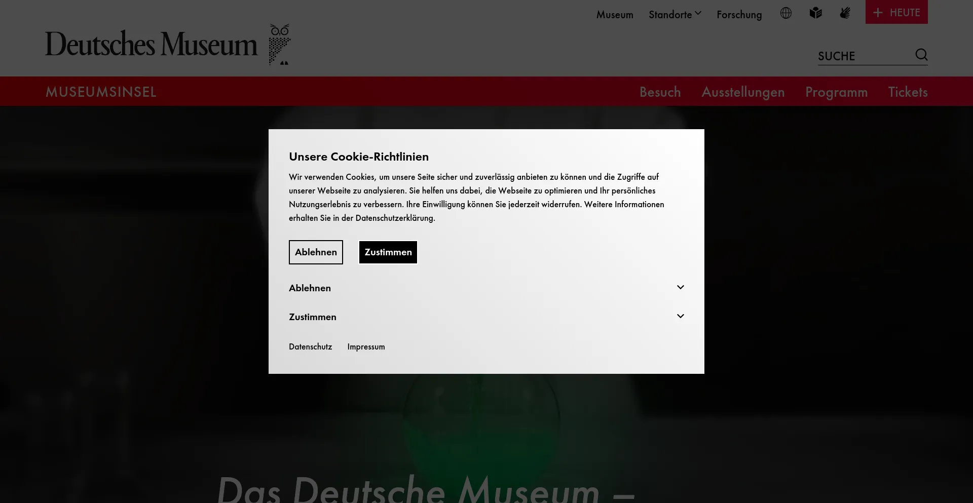 Screenshot of deutsches-museum.de homepage