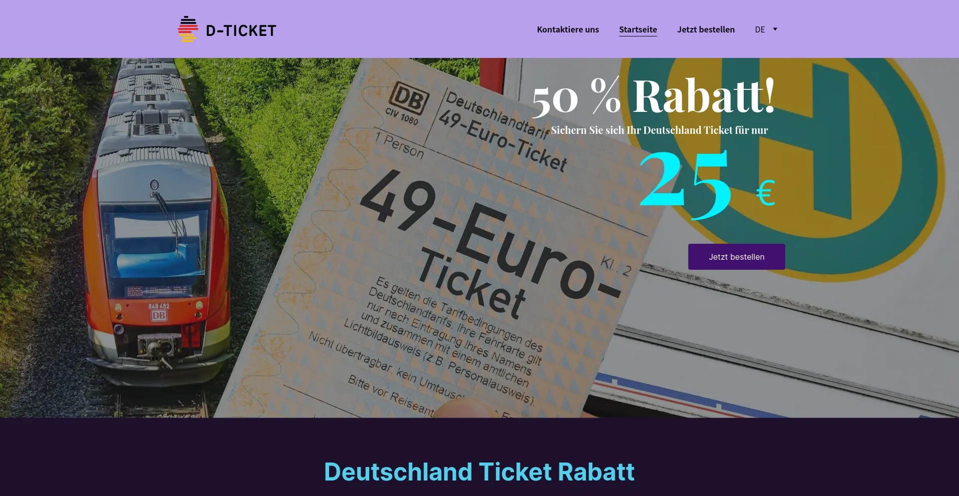 Screenshot of deutschlandticket.website homepage