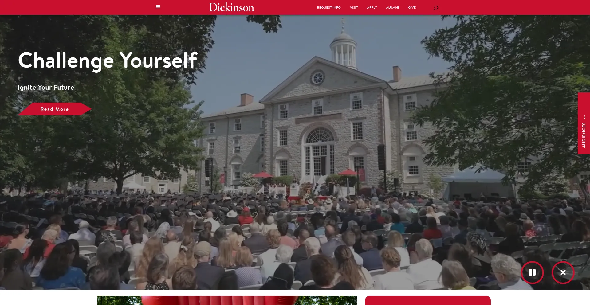 Screenshot of dickinson.edu homepage