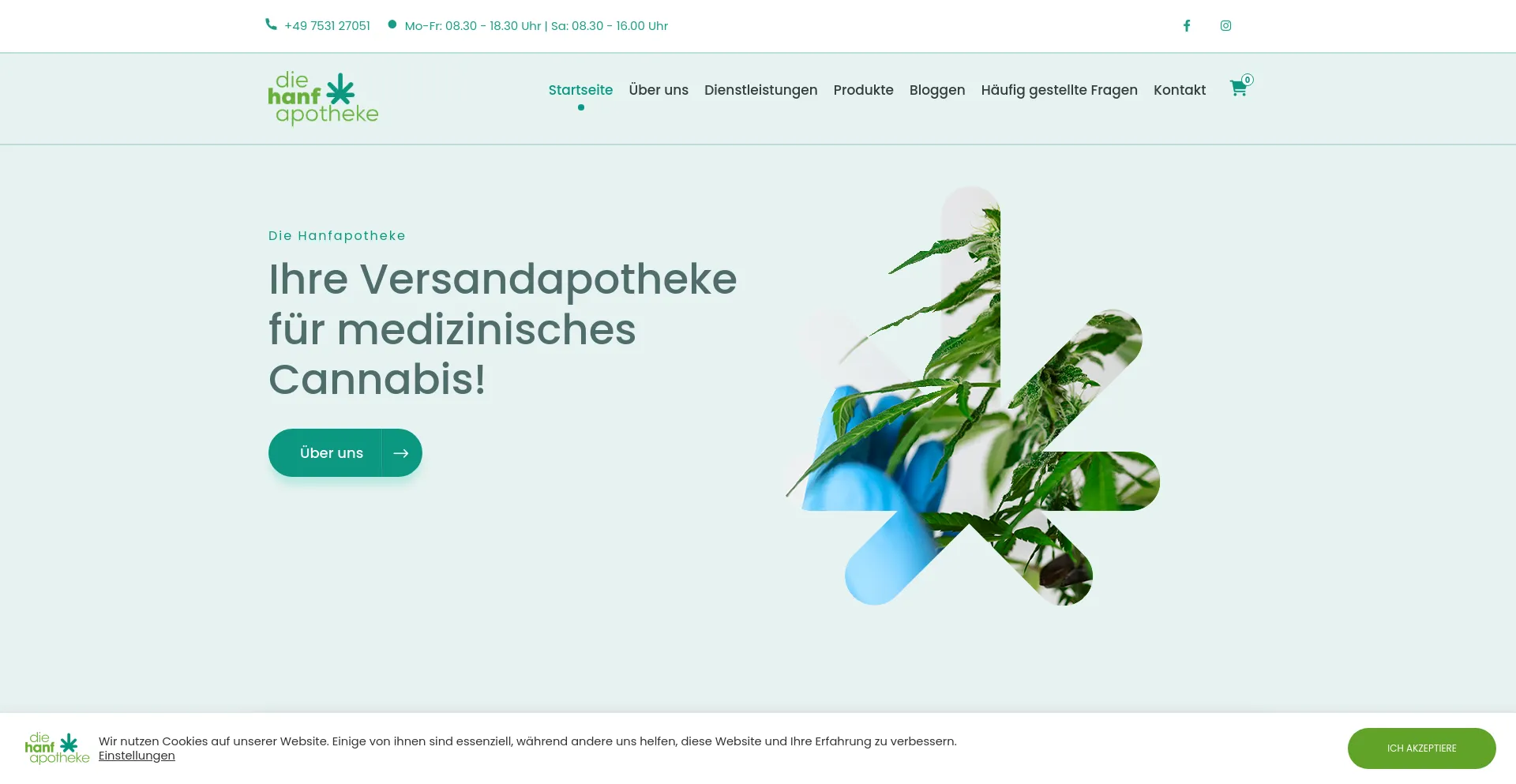 Screenshot of diehanfapotheke.de homepage