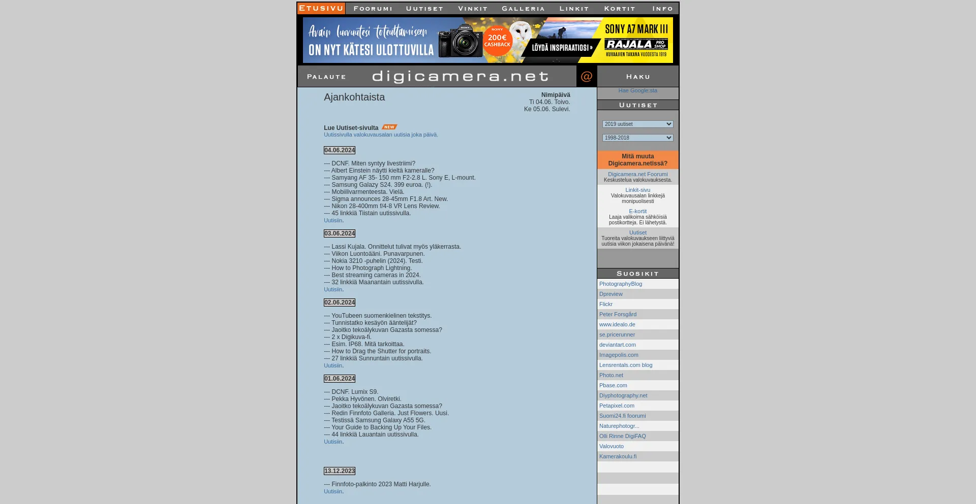 Screenshot of digikamera.net homepage