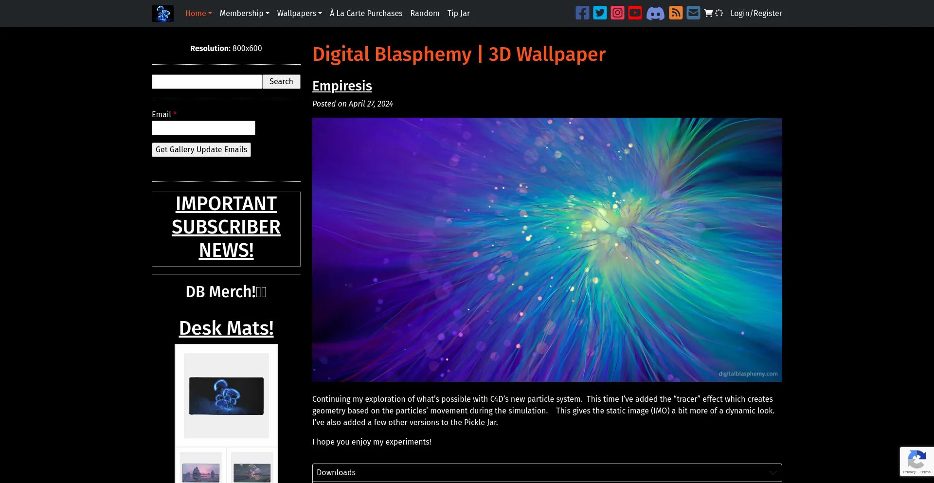 Screenshot of digitalblasphemy.com homepage