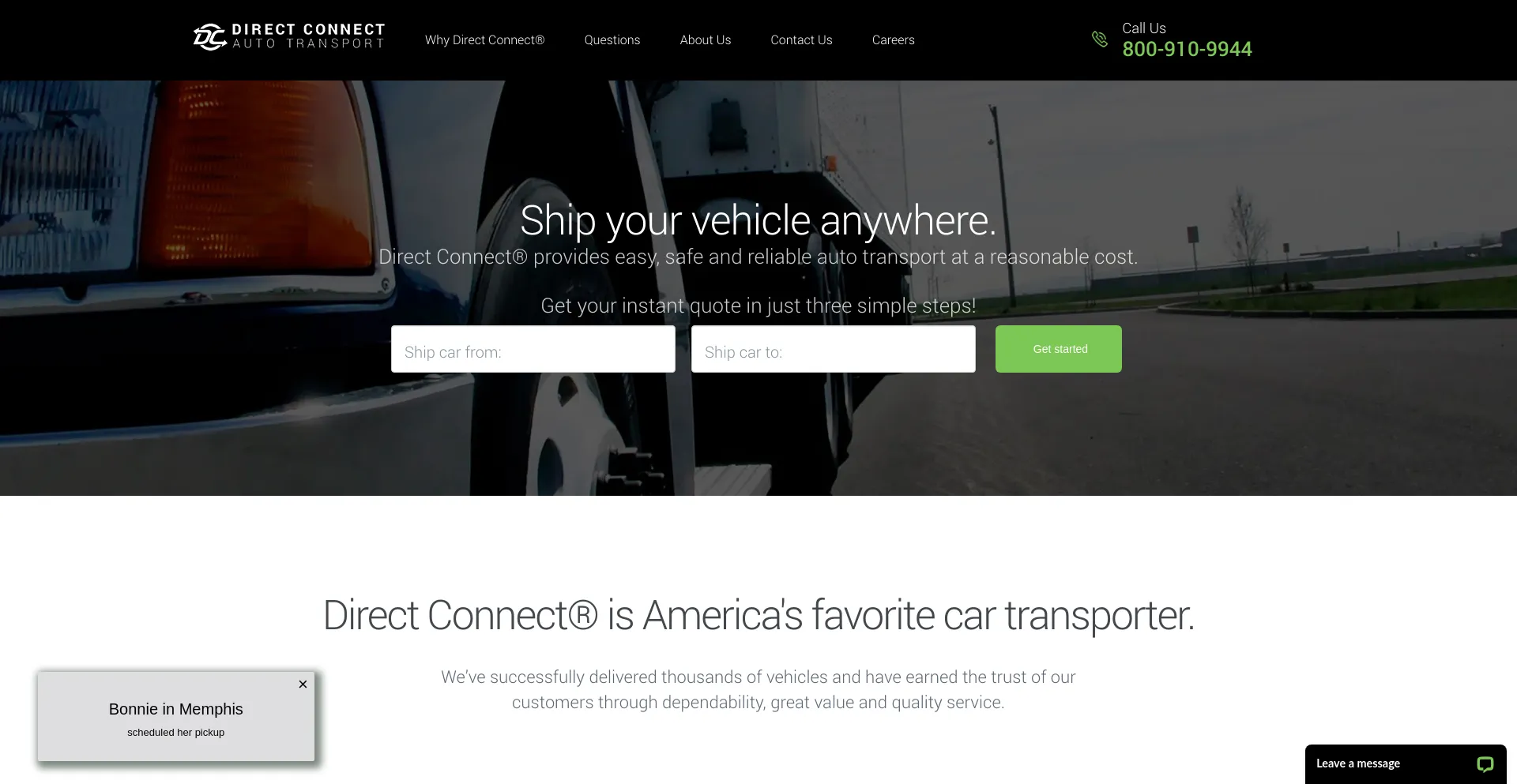 Screenshot of directconnectauto.com homepage