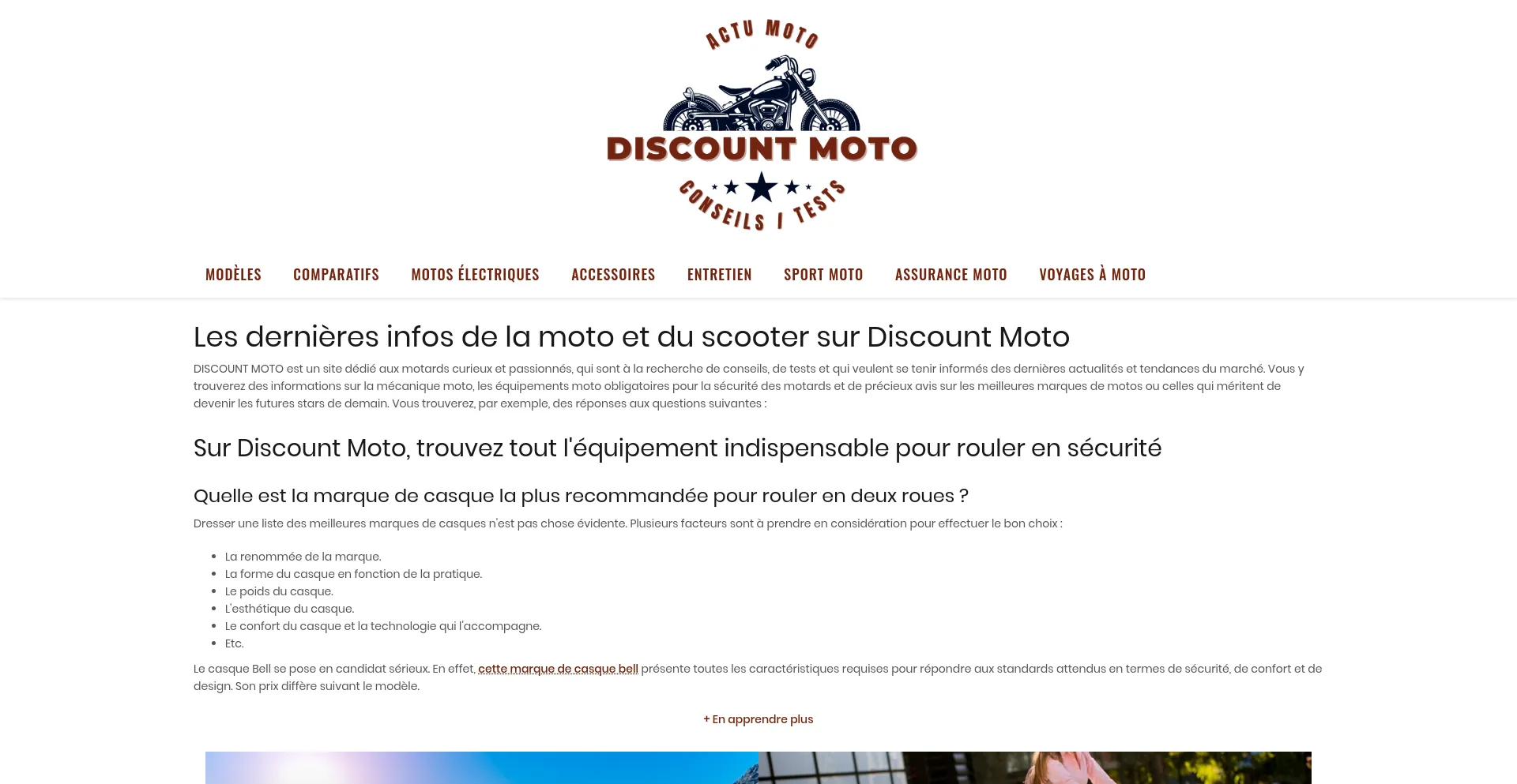 Screenshot of discount-moto.com homepage