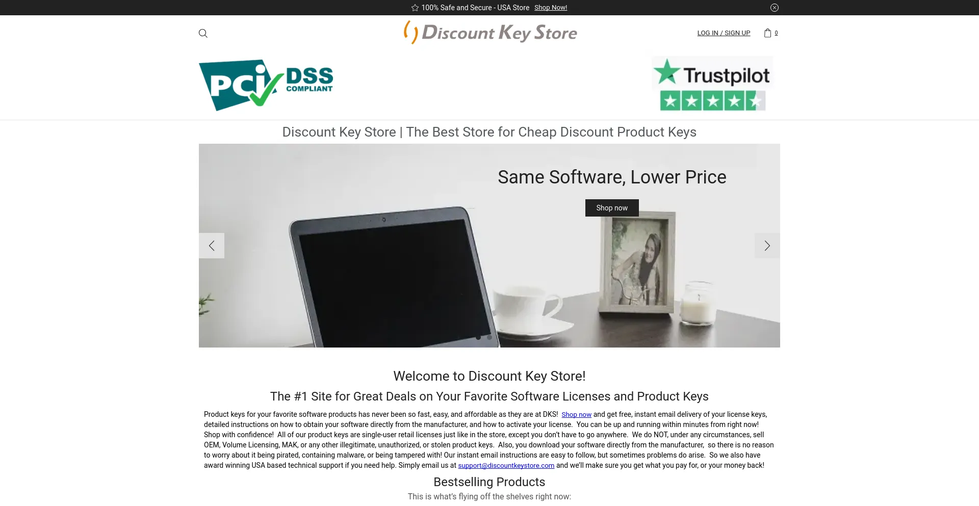 Screenshot of discountkeystore.com homepage