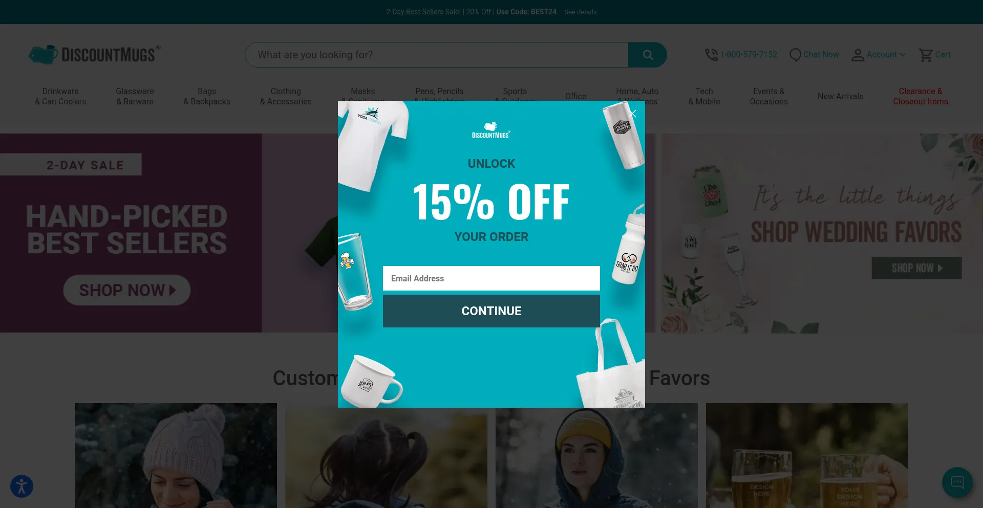 Screenshot of discountmugs.com homepage