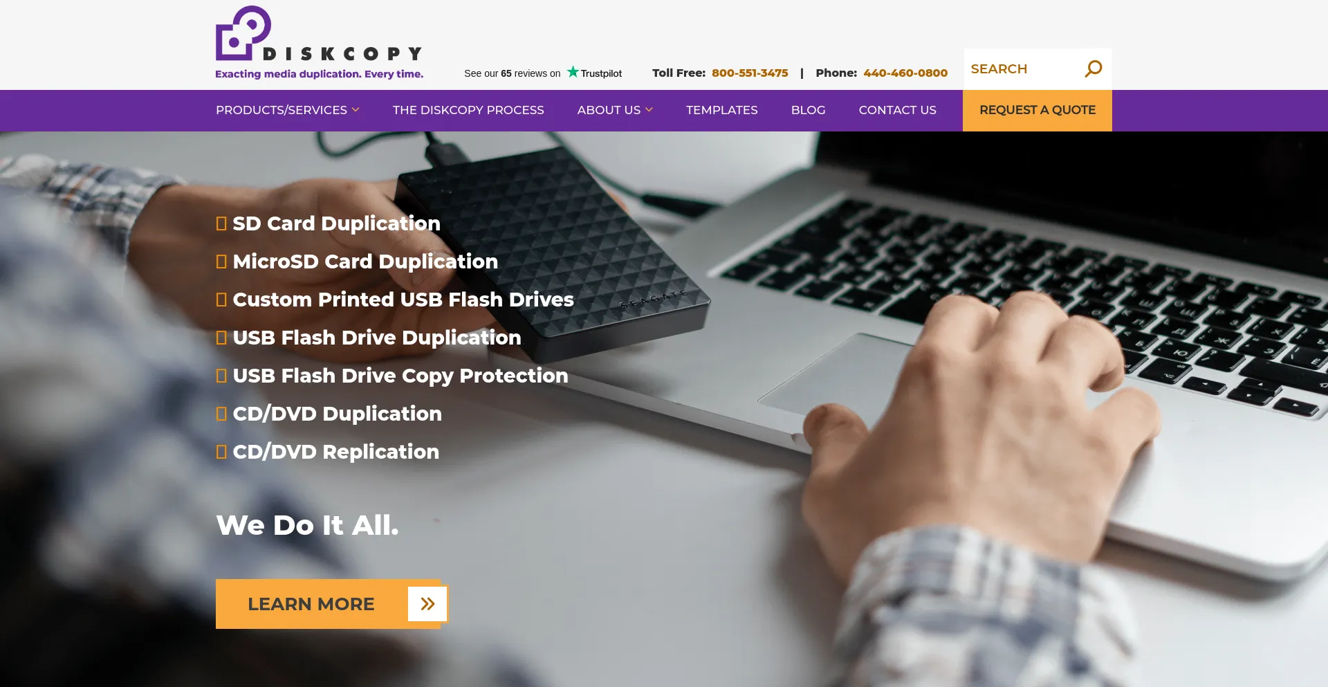 Screenshot of diskcopy.com homepage