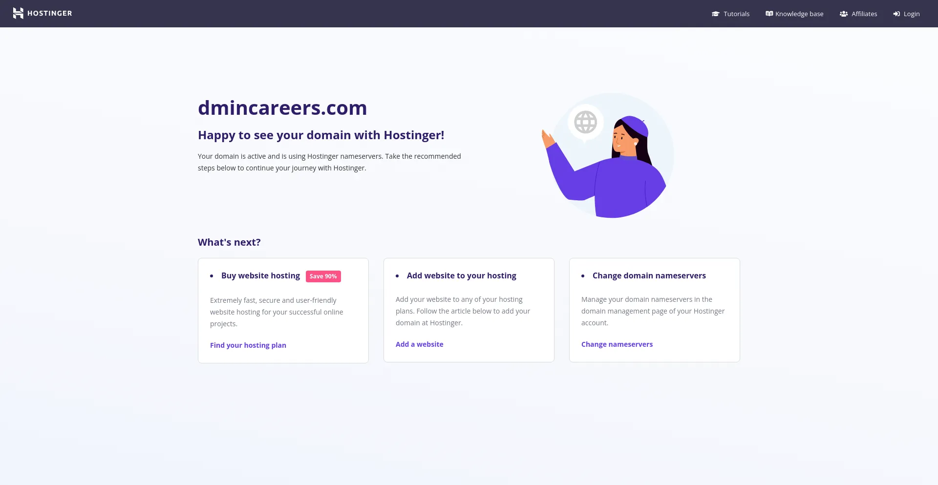 Screenshot of dmincareers.com homepage