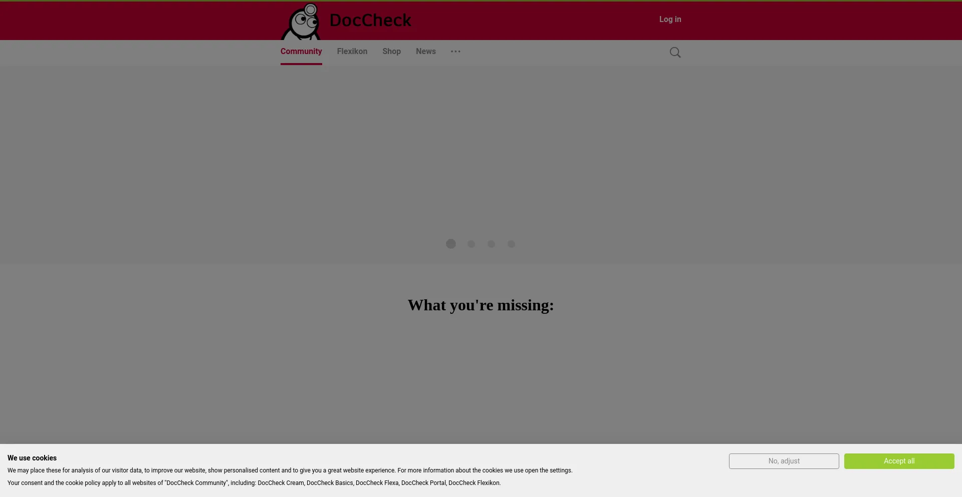 Screenshot of doccheck.com homepage