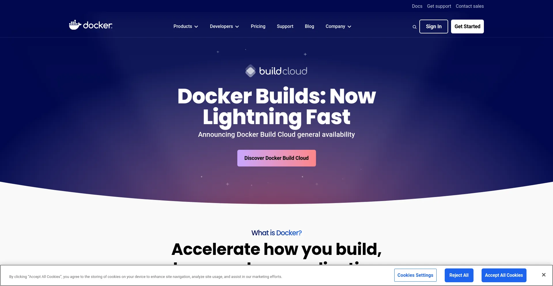 Screenshot of docker.com homepage