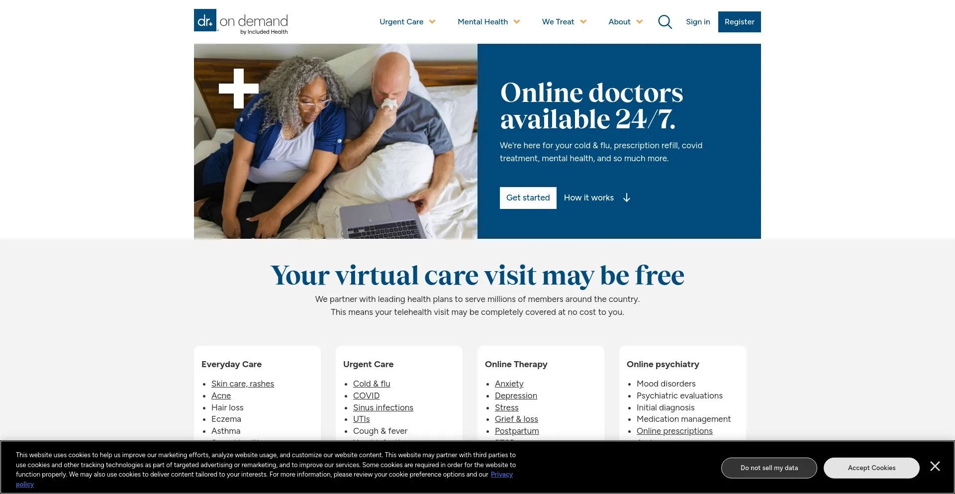 Screenshot of doctorondemand.com homepage